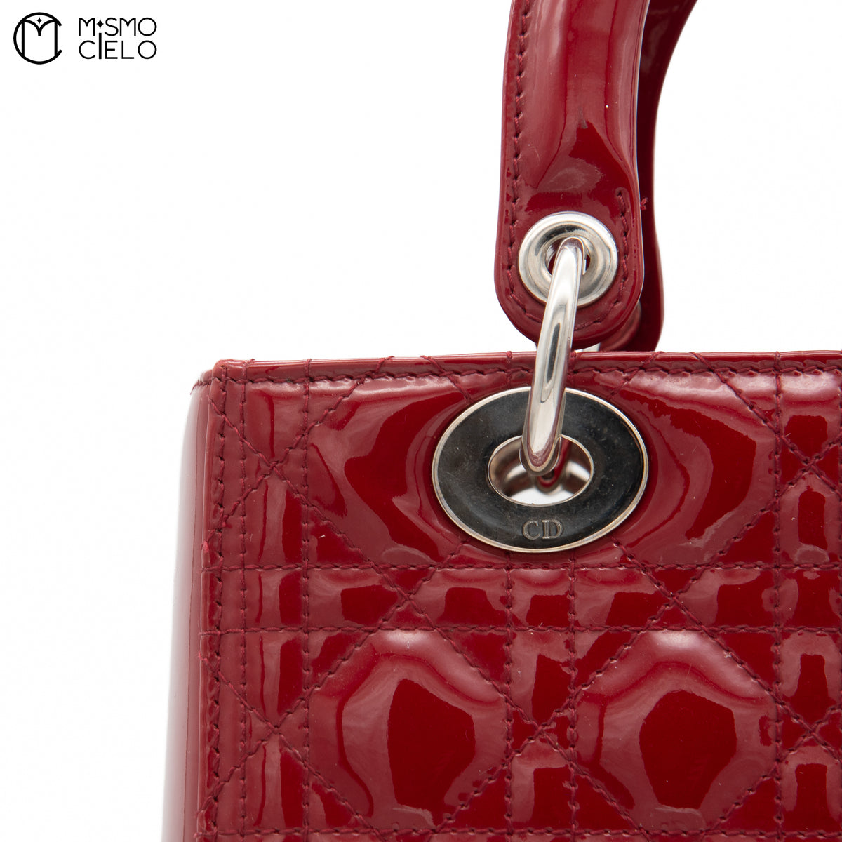 Lady Dior Cannage Cherry Red Enamel Shoulder Bag