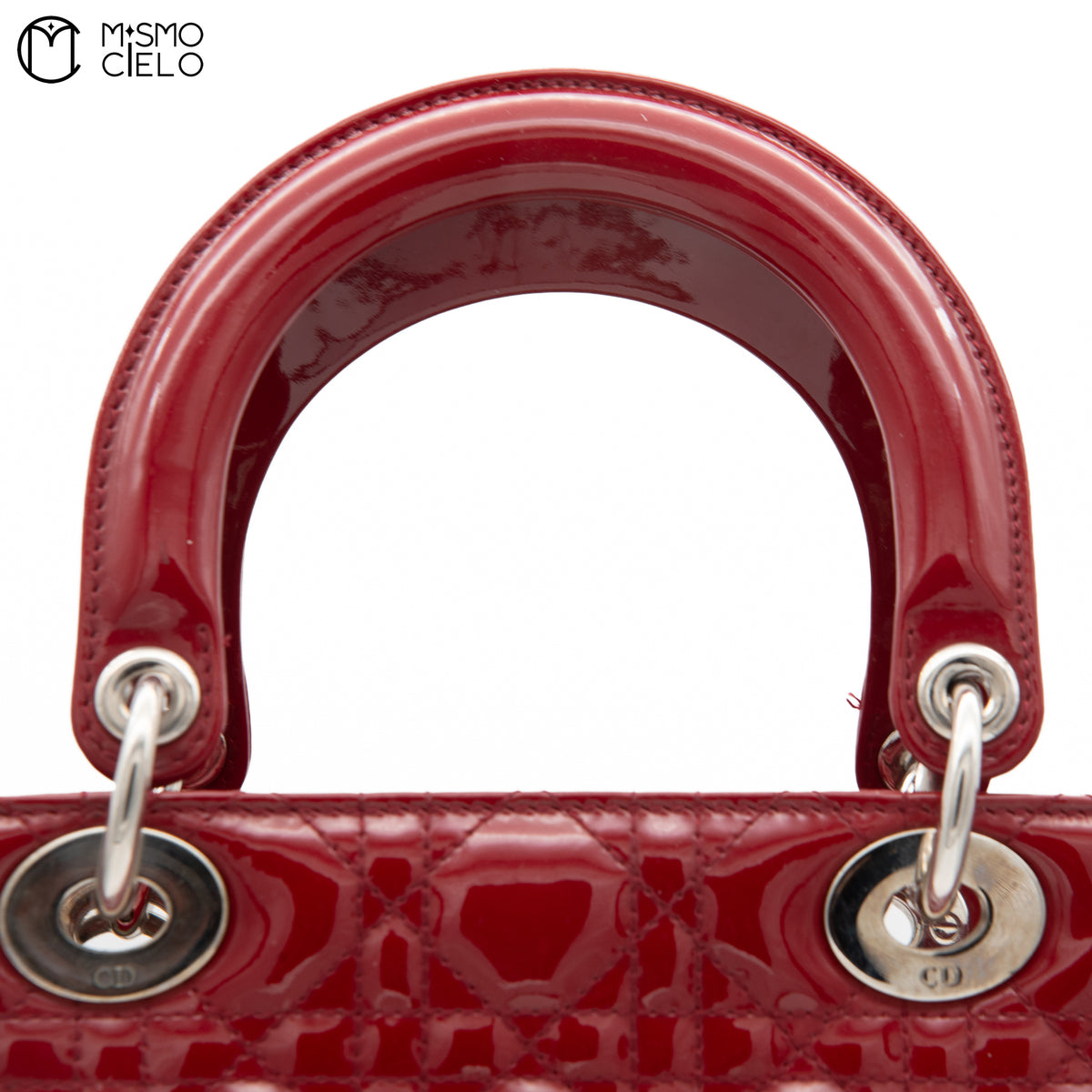 Lady Dior Cannage Cherry Red Enamel Shoulder Bag