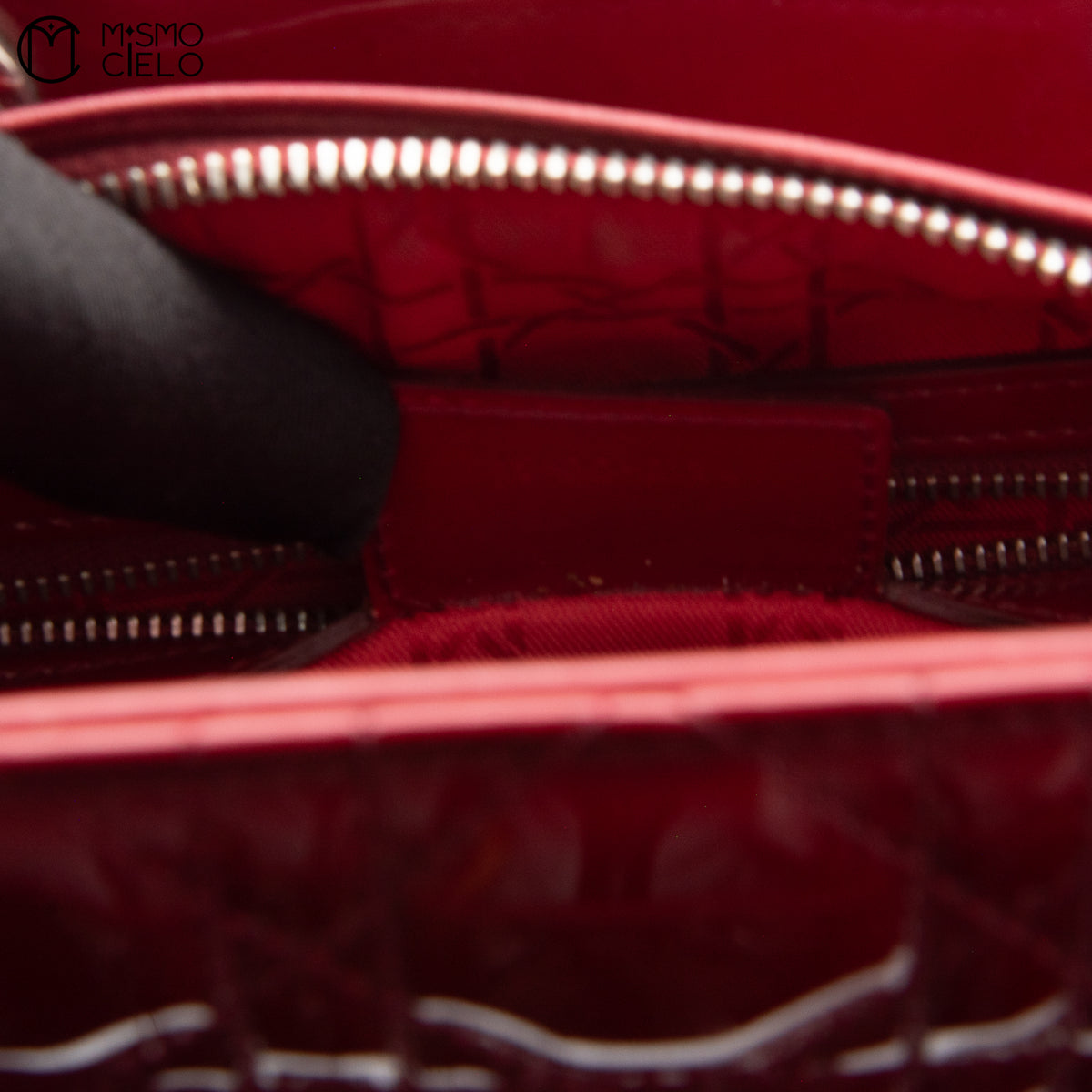 Lady Dior Cannage Cherry Red Enamel Shoulder Bag