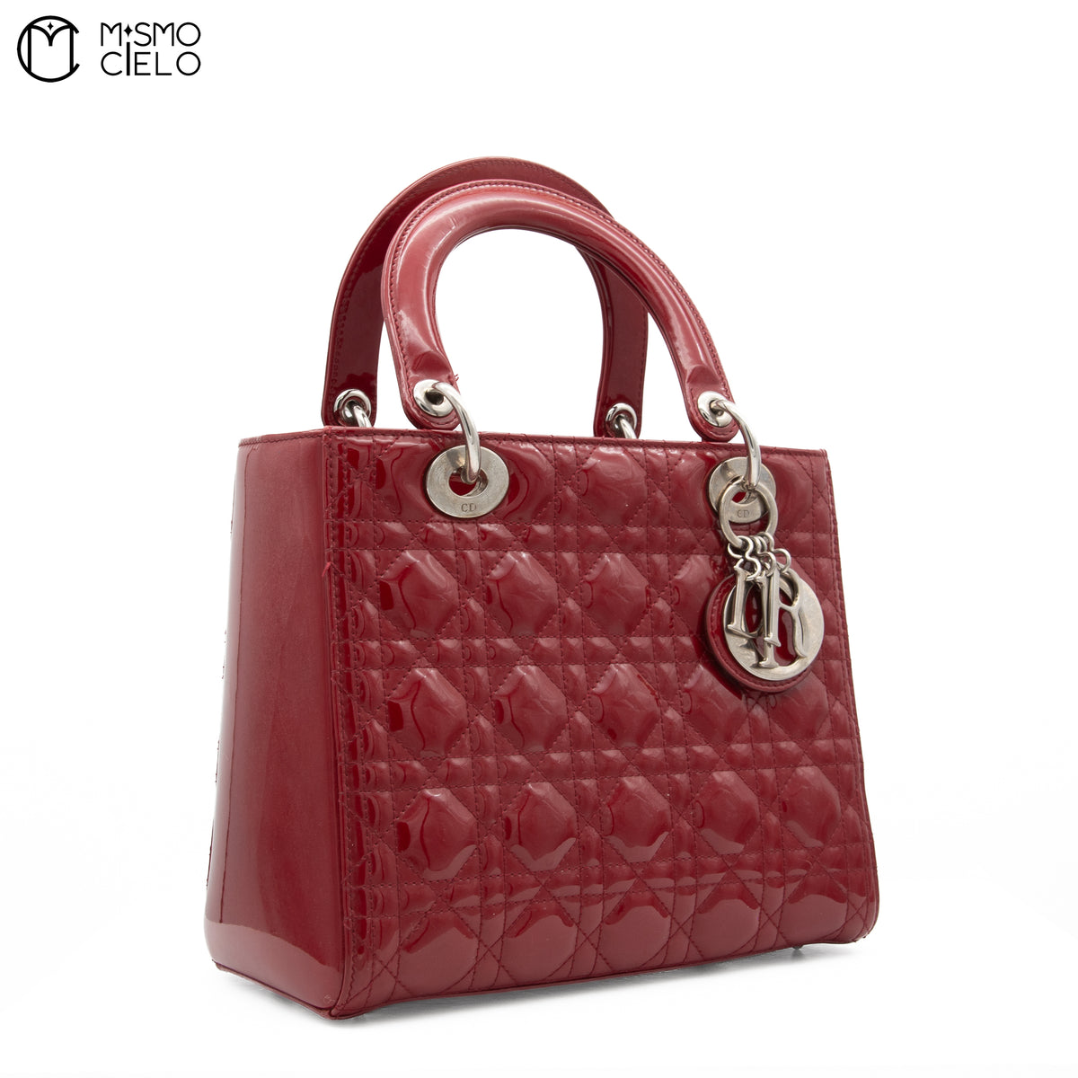 Lady Dior Cannage Cherry Red Enamel Shoulder Bag