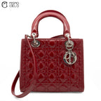 Lady Dior Cannage Cherry Red Enamel Shoulder Bag