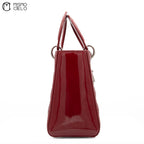 Lady Dior Cannage Cherry Red Enamel Shoulder Bag