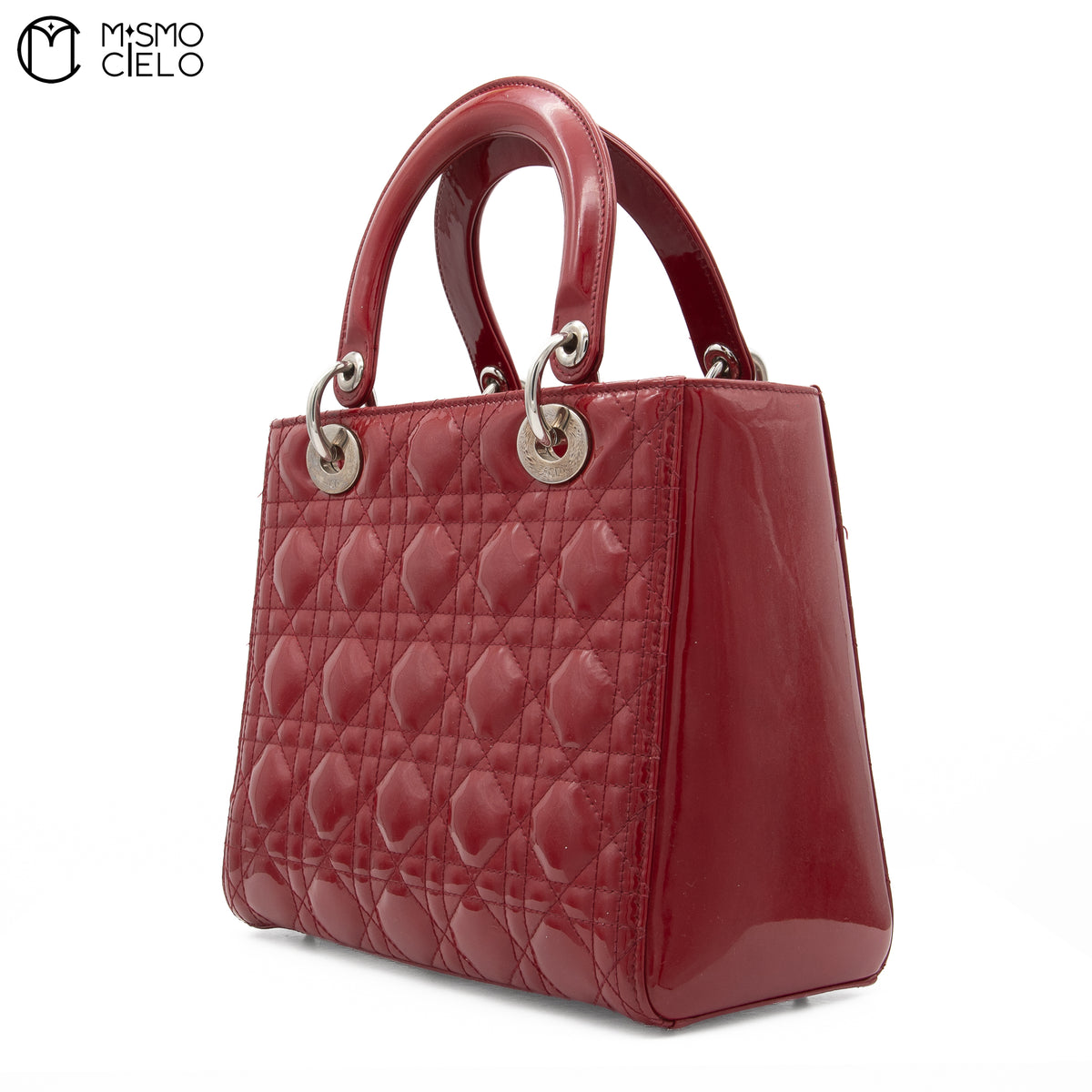 Lady Dior Cannage Cherry Red Enamel Shoulder Bag
