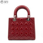 Lady Dior Cannage Cherry Red Enamel Shoulder Bag
