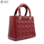 Lady Dior Cannage Cherry Red Enamel Shoulder Bag