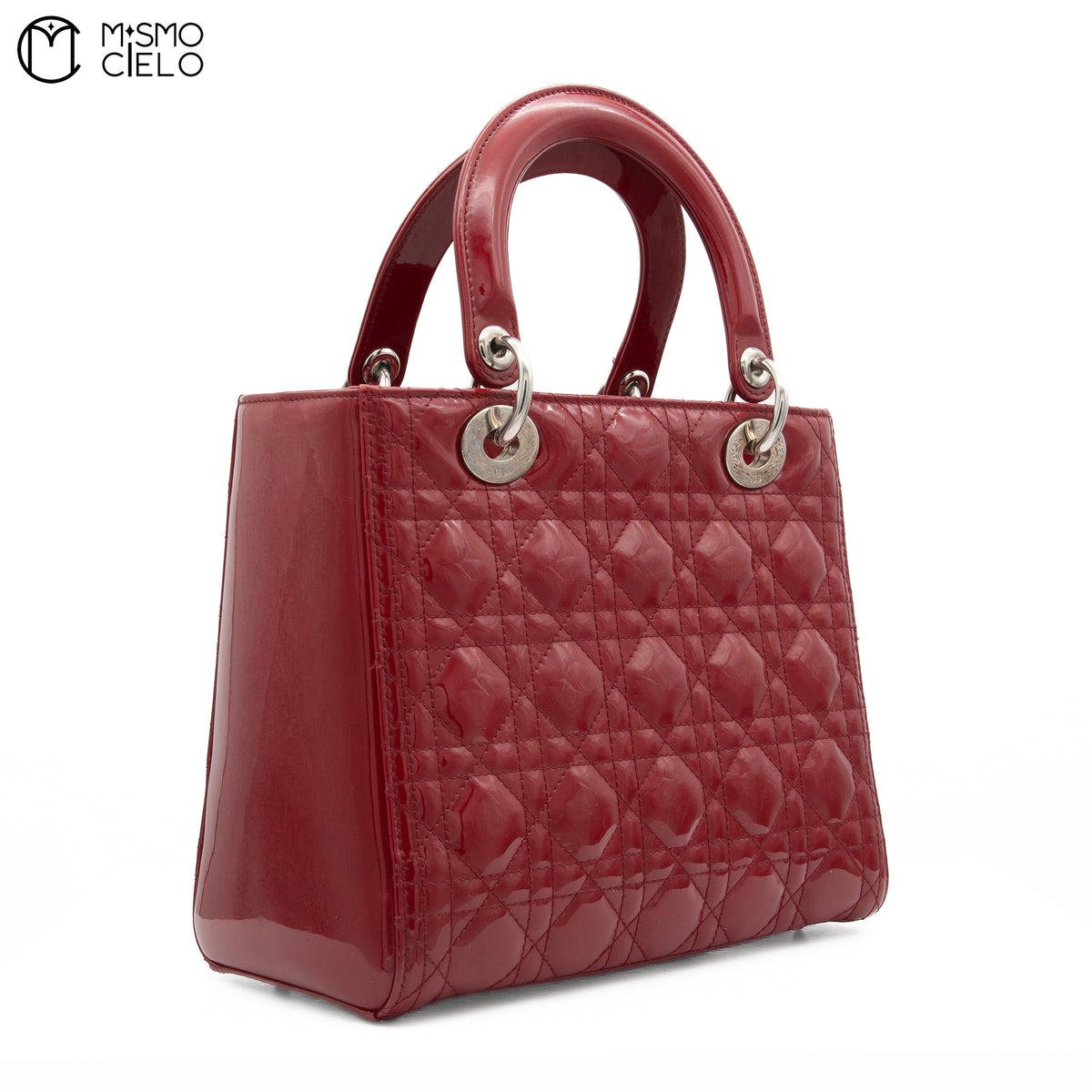 Lady Dior Cannage Cherry Red Enamel Shoulder Bag