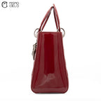 Lady Dior Cannage Cherry Red Enamel Shoulder Bag