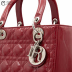 Lady Dior Cannage Cherry Red Enamel Shoulder Bag