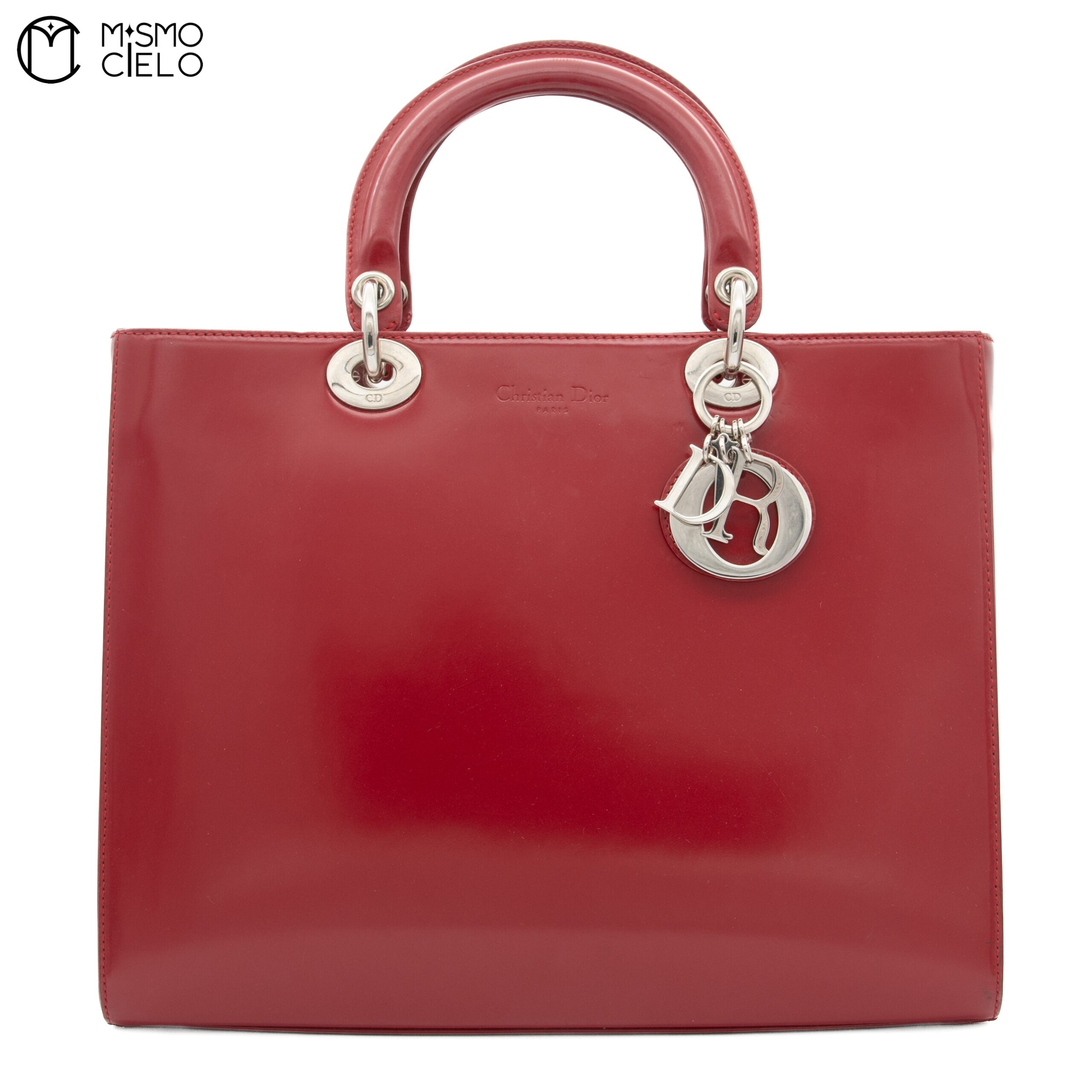 Large Lady Dior Handbag with Long Strap Red