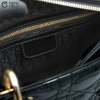 CHRISTIAN DIOR Lady Dior Cannage Black Enamel Shoulder Bag