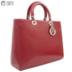 Large Lady Dior Handbag with Long Strap Red