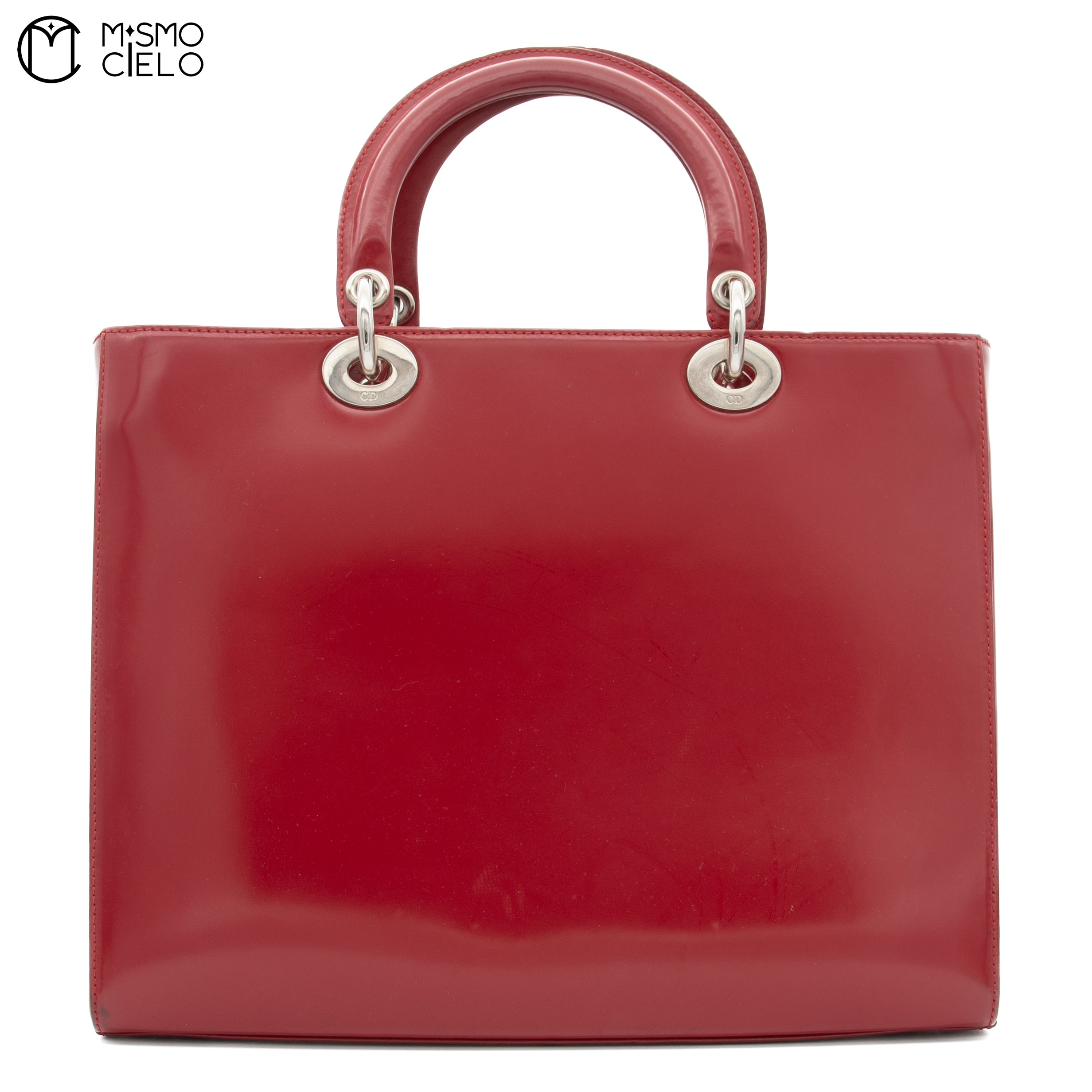 Large Lady Dior Handbag with Long Strap Red