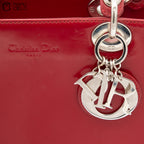 Large Lady Dior Handbag with Long Strap Red