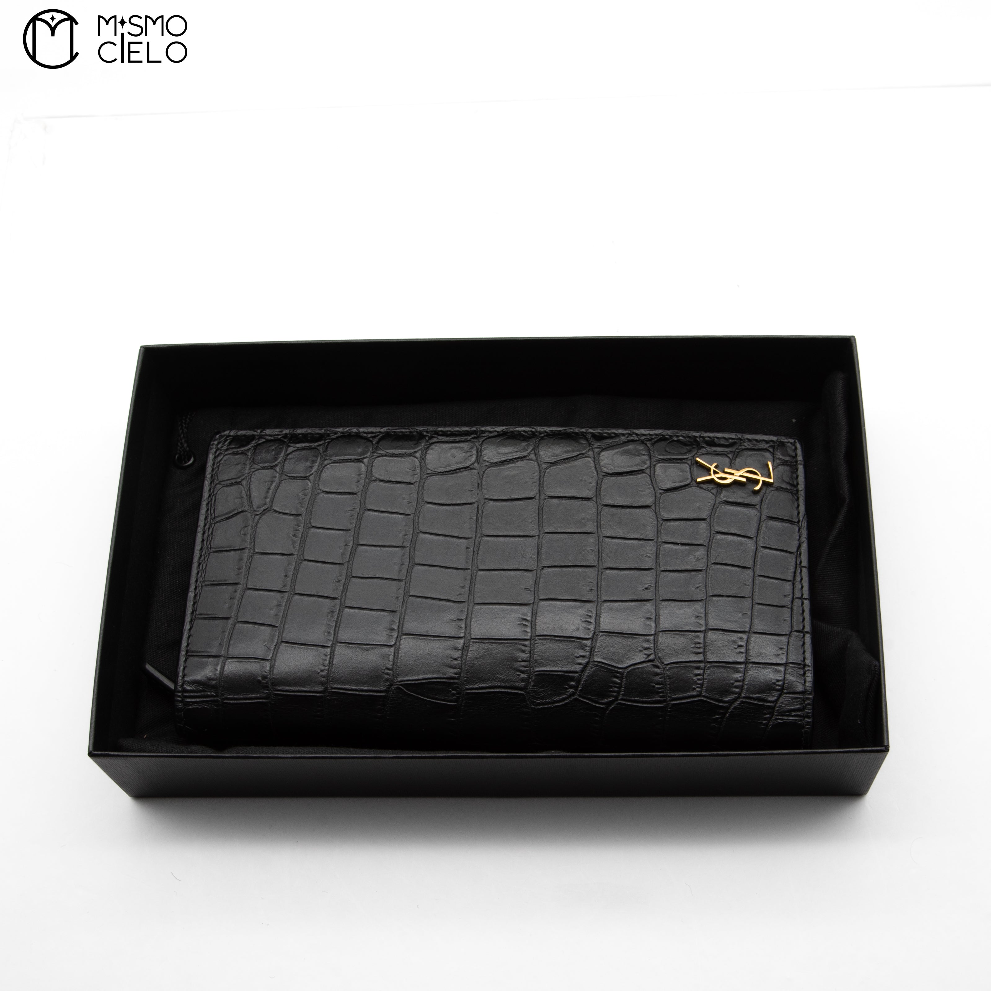 Black Crocodile Embossed Bi-fold Wallet