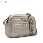PRADA Diagramme Cross Body Champagne Gold Handbag