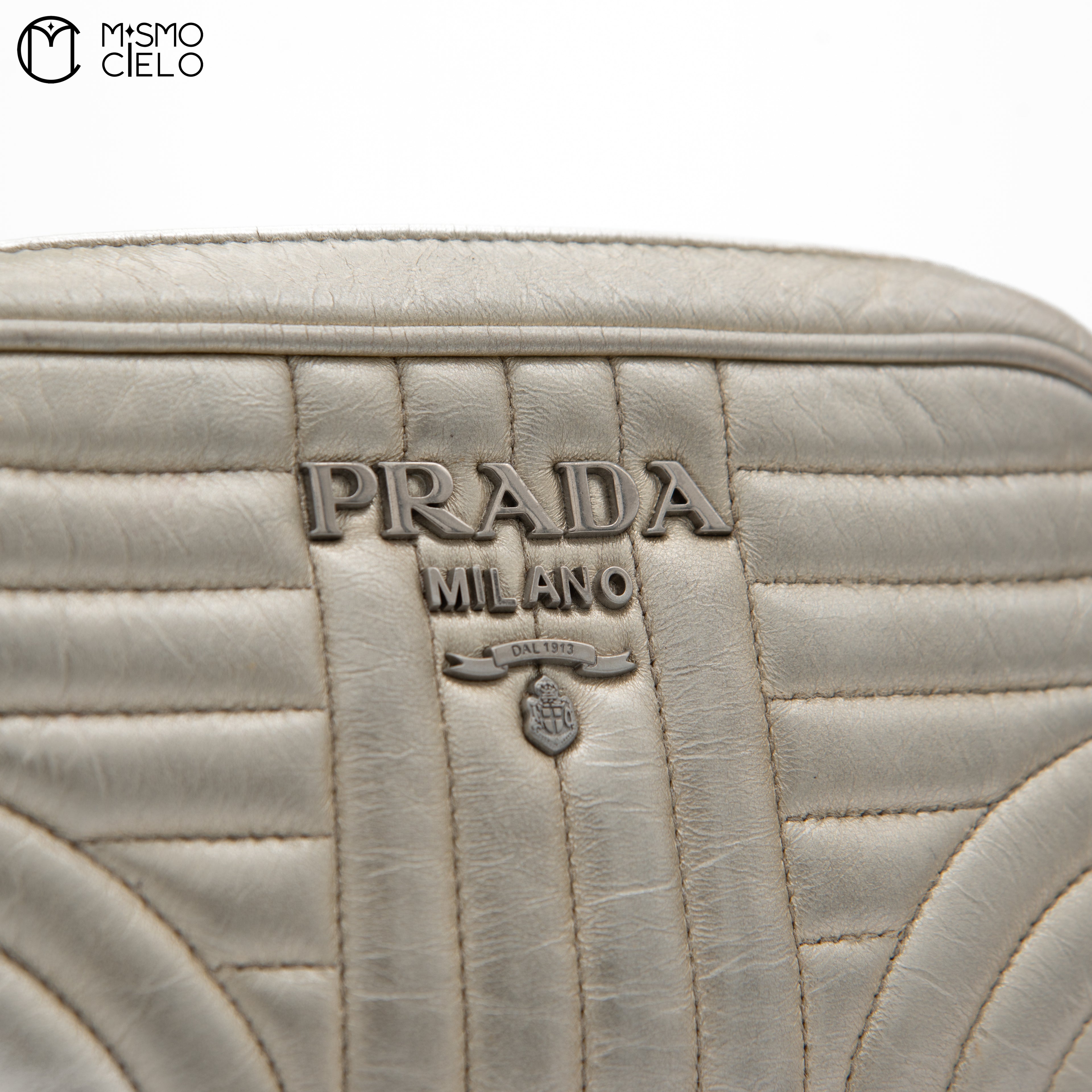 PRADA Diagramme Cross Body Champagne Gold Handbag