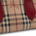 BURBERRY Red and Nova Check Shadow Horse Handbag