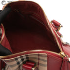 BURBERRY Red and Nova Check Shadow Horse Handbag