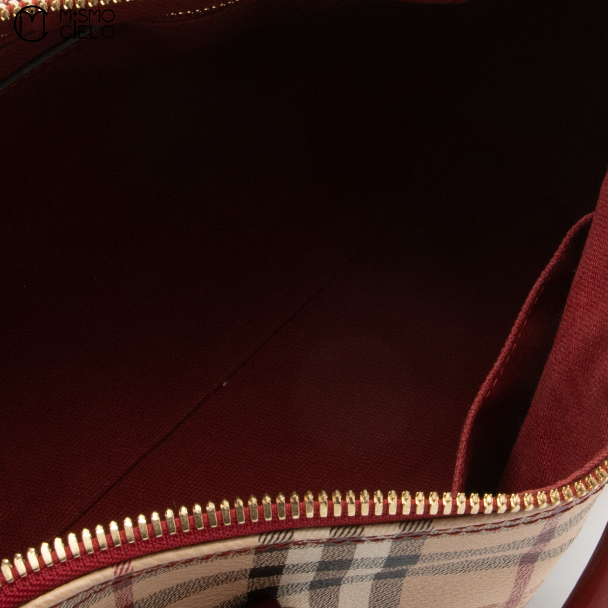 BURBERRY Red and Nova Check Shadow Horse Handbag