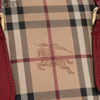 BURBERRY Red and Nova Check Shadow Horse Handbag