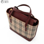 Burgundy and Nova check Tote bag