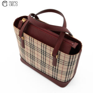 Burgundy and Nova check Tote bag