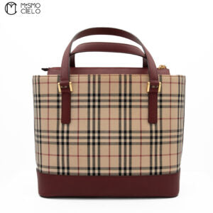 Burgundy and Nova check Tote bag