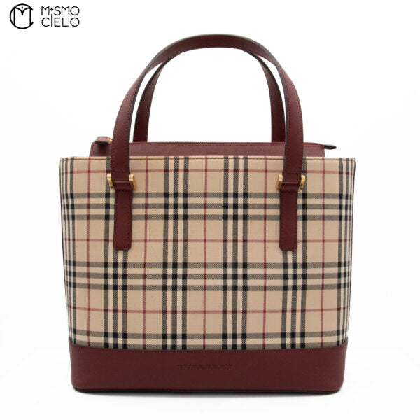 Burgundy and Nova check Tote bag