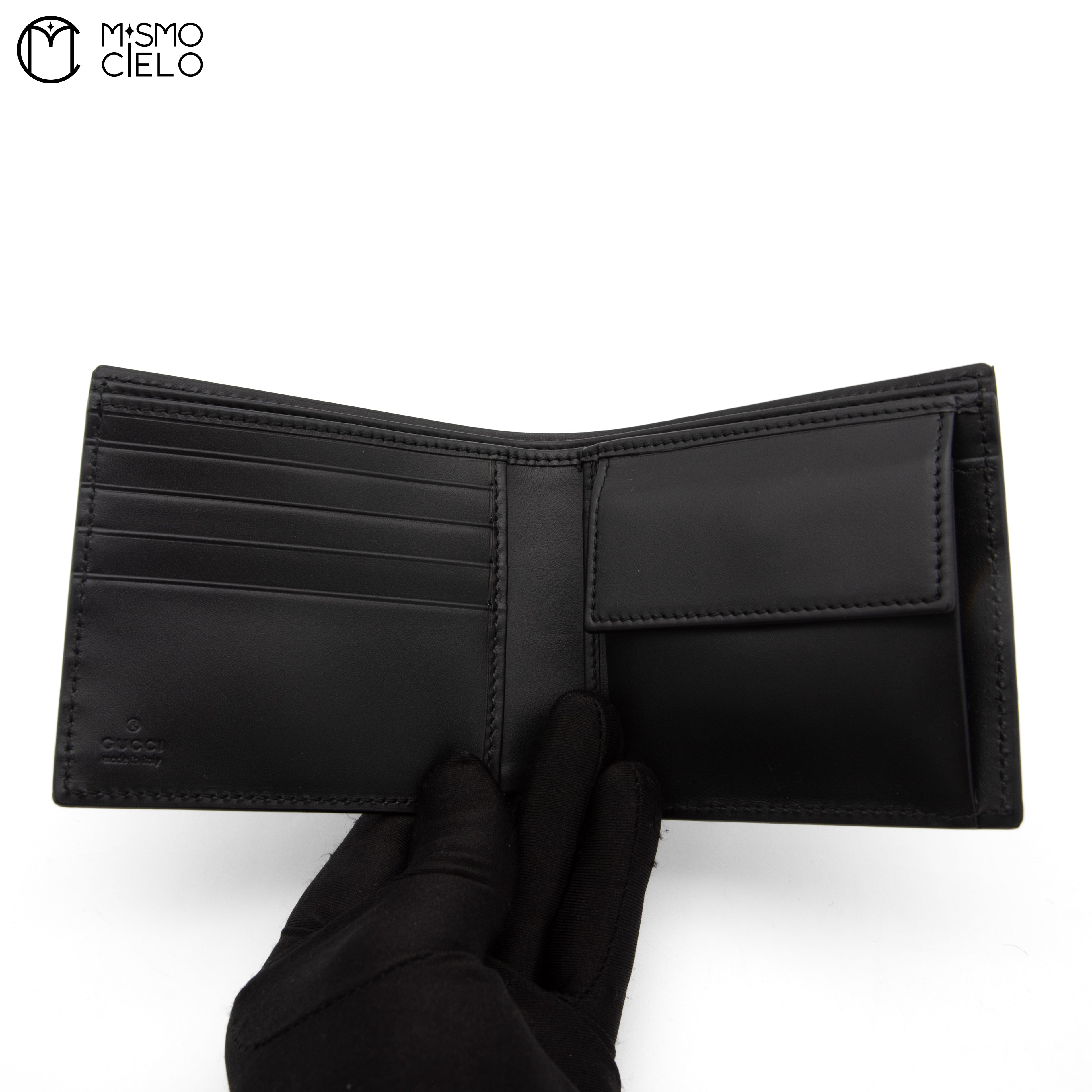 Black Guccissima Compact Folding Wallet