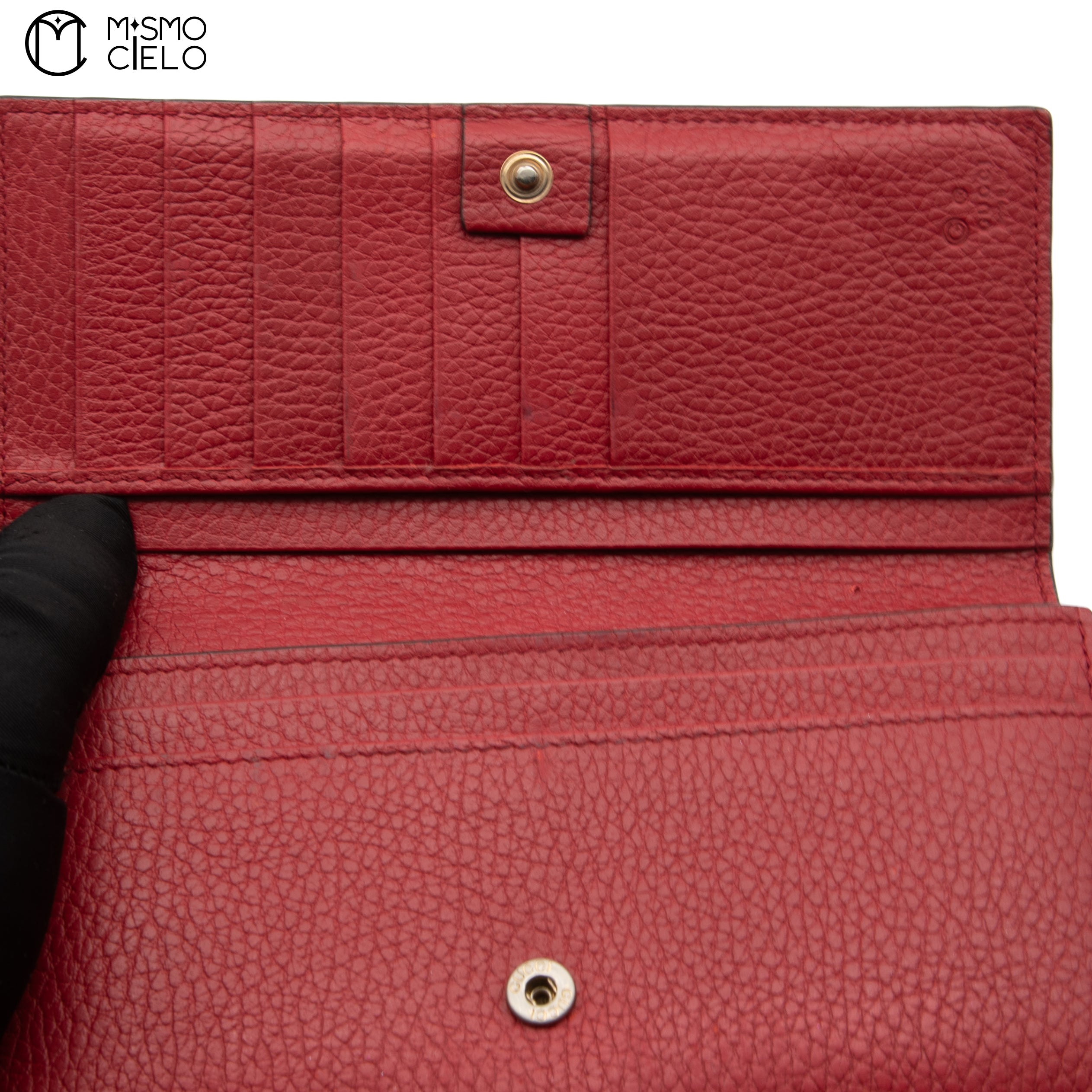 Soho Continental Wallet Red with Gold Toned GG