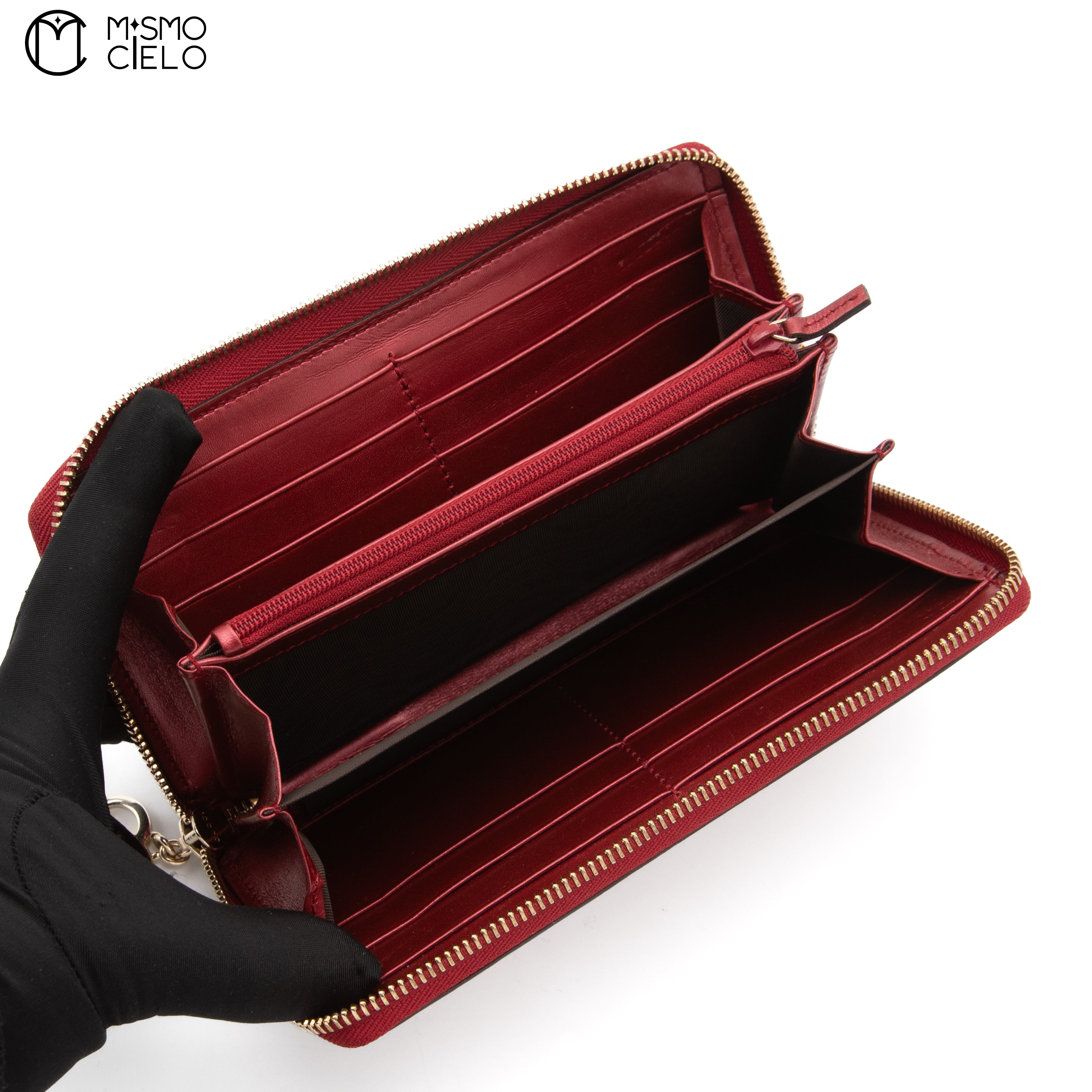 Red Round Long Zipper Wallet