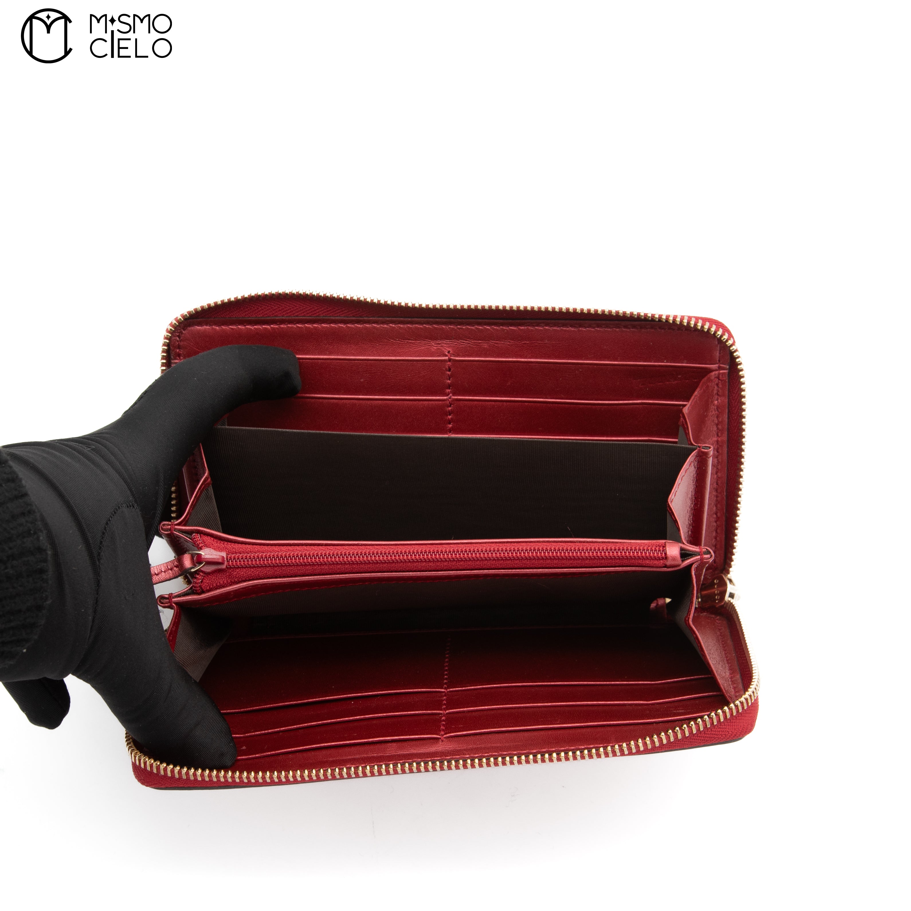 Red Round Long Zipper Wallet