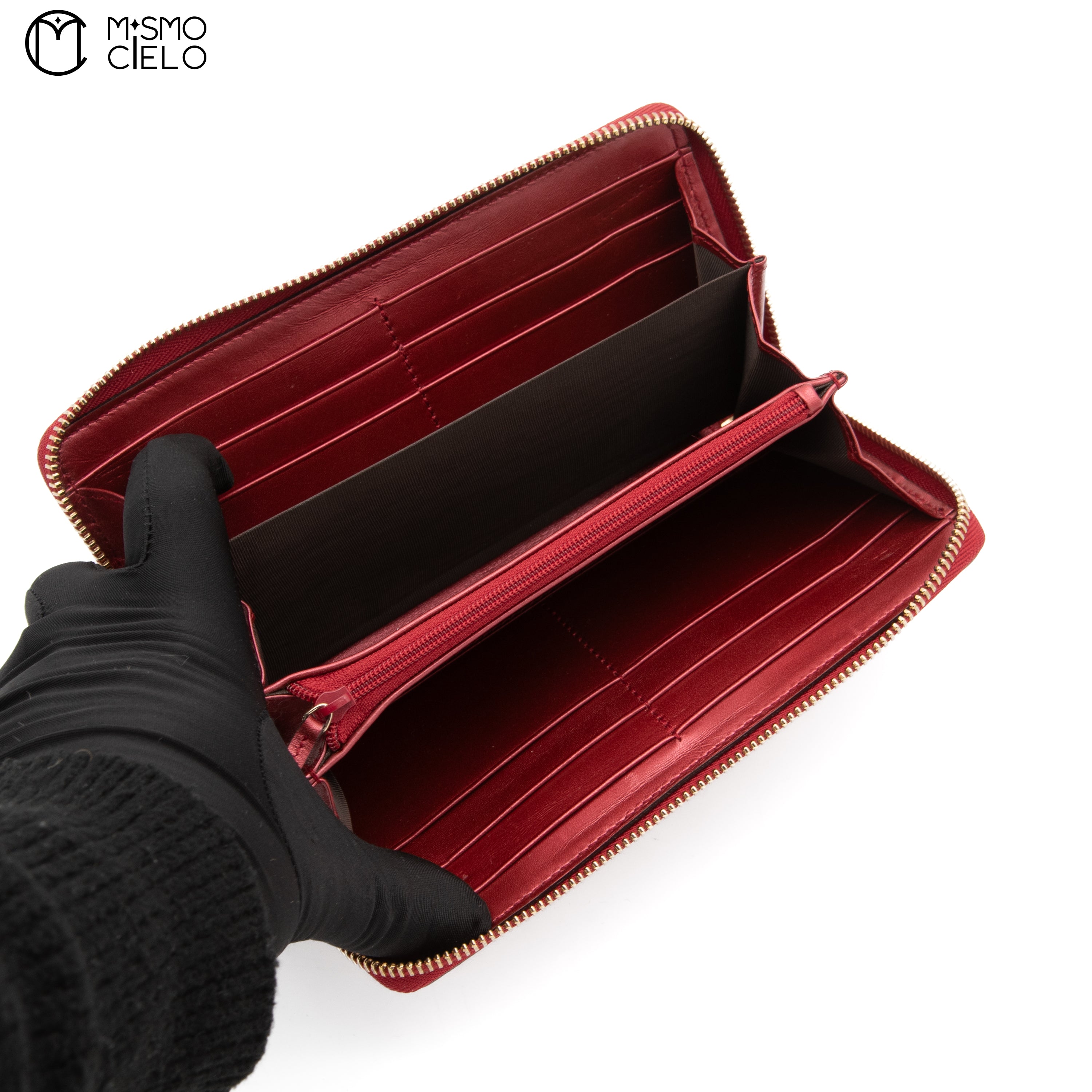 Red Round Long Zipper Wallet