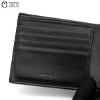 YVES SAINT LAURENT Black Bi-fold Wallet with Gold Logo *