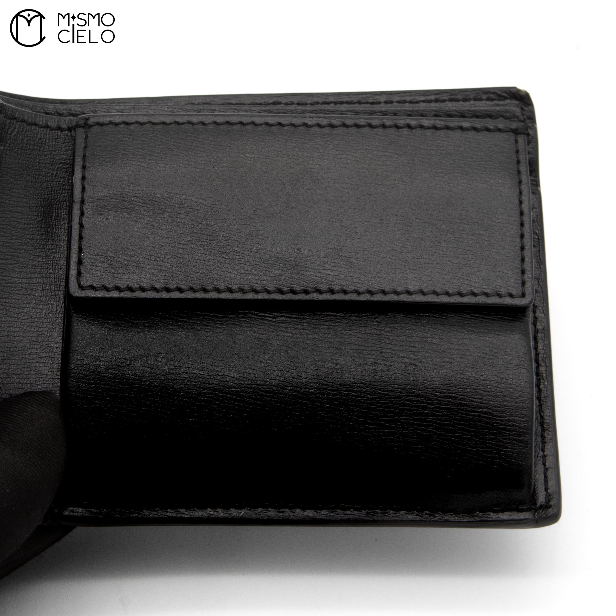 YVES SAINT LAURENT Black Bi-fold Wallet with Gold Logo *