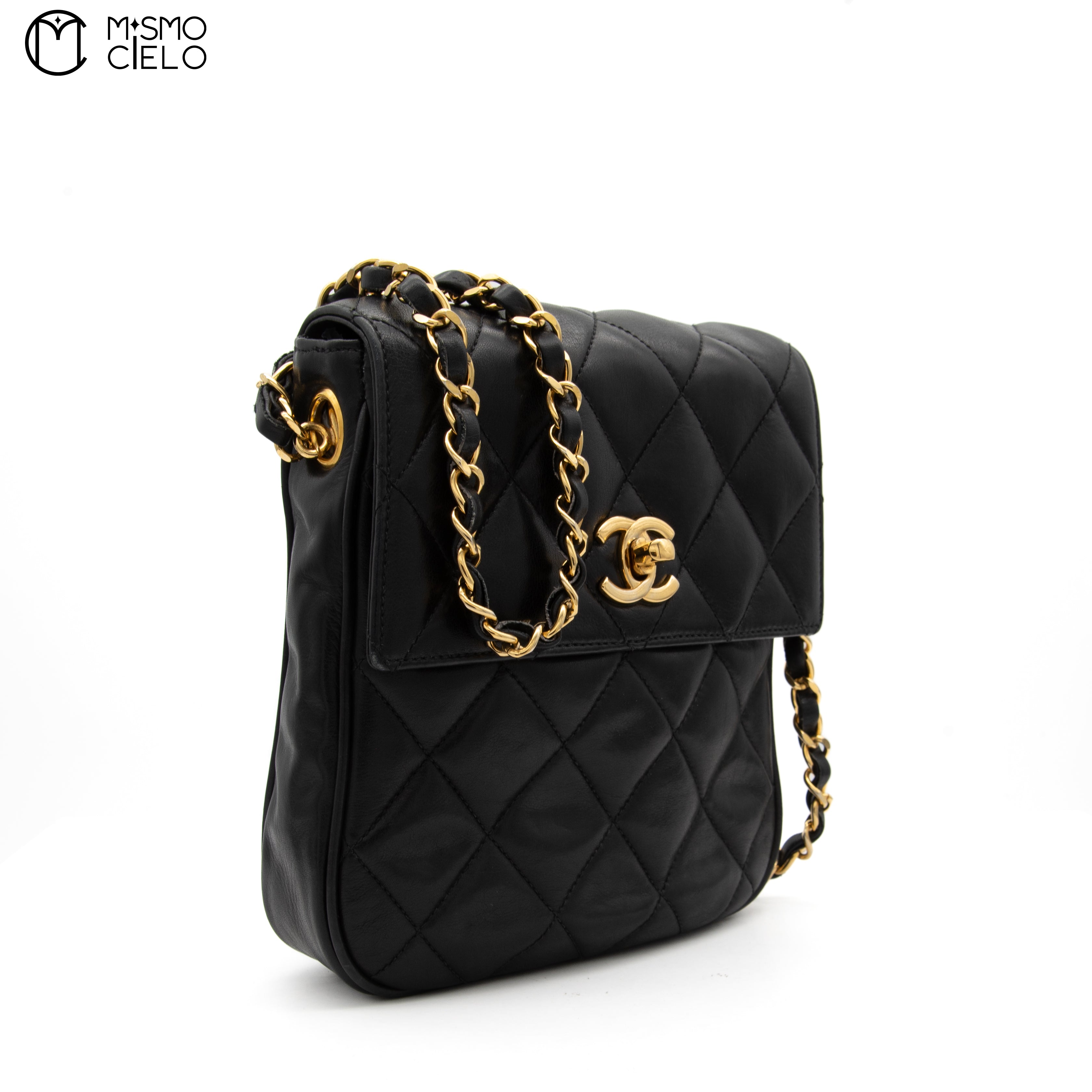 CHANEL Black Turn lock Mini Chain Shoulder Bag #