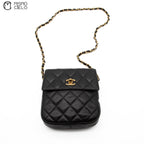 CHANEL Black Turn lock Mini Chain Shoulder Bag #