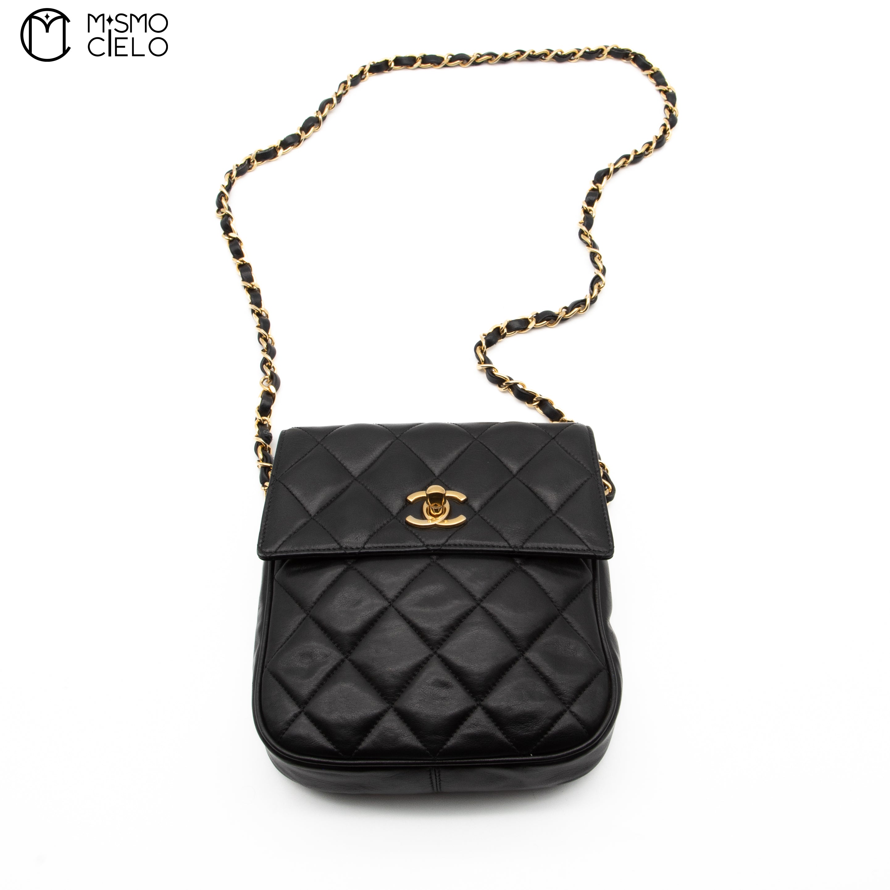 CHANEL Black Turn lock Mini Chain Shoulder Bag #