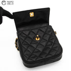 CHANEL Black Turn lock Mini Chain Shoulder Bag #