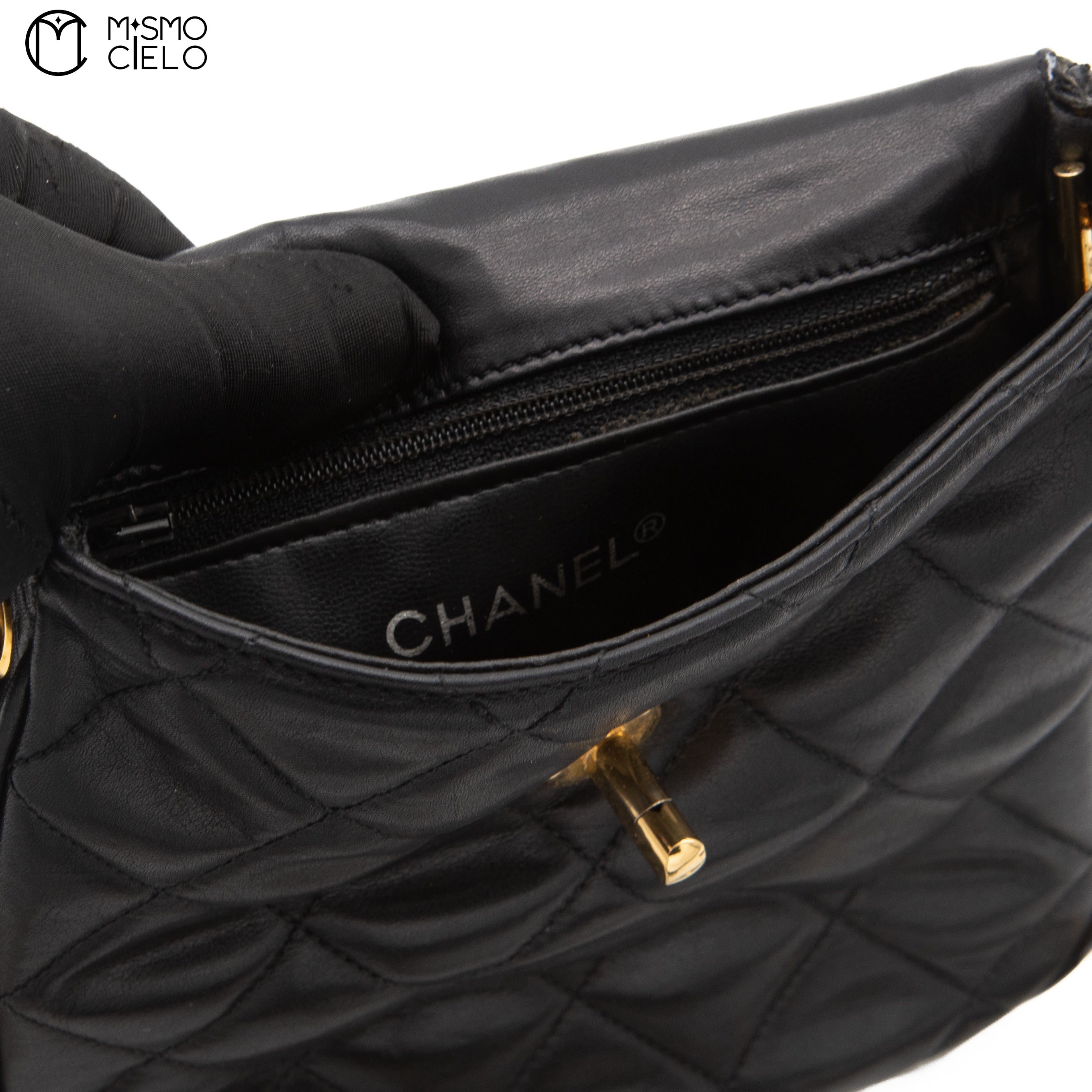 CHANEL Black Turn lock Mini Chain Shoulder Bag #