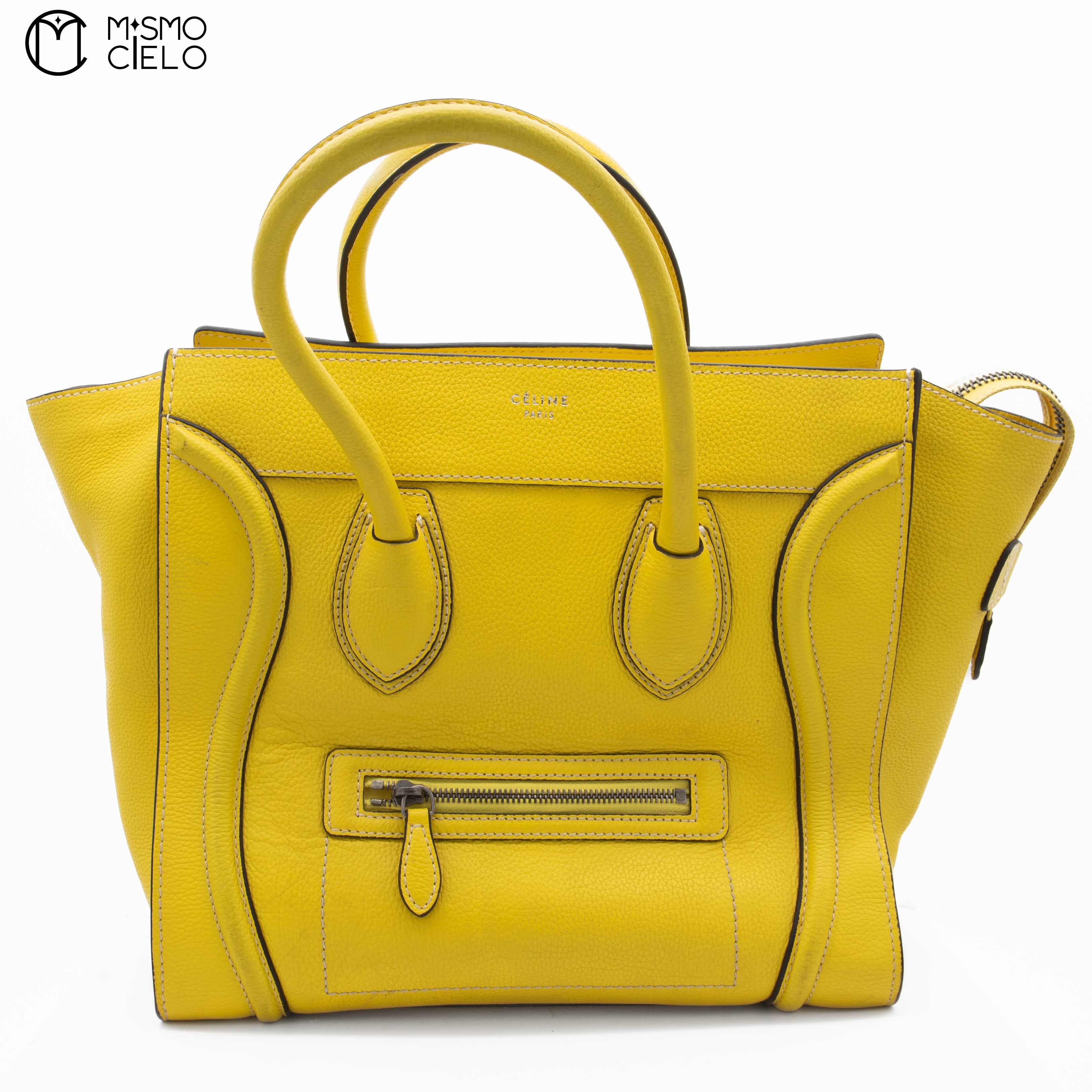 CELINE Yellow Mini Luggage Handbags