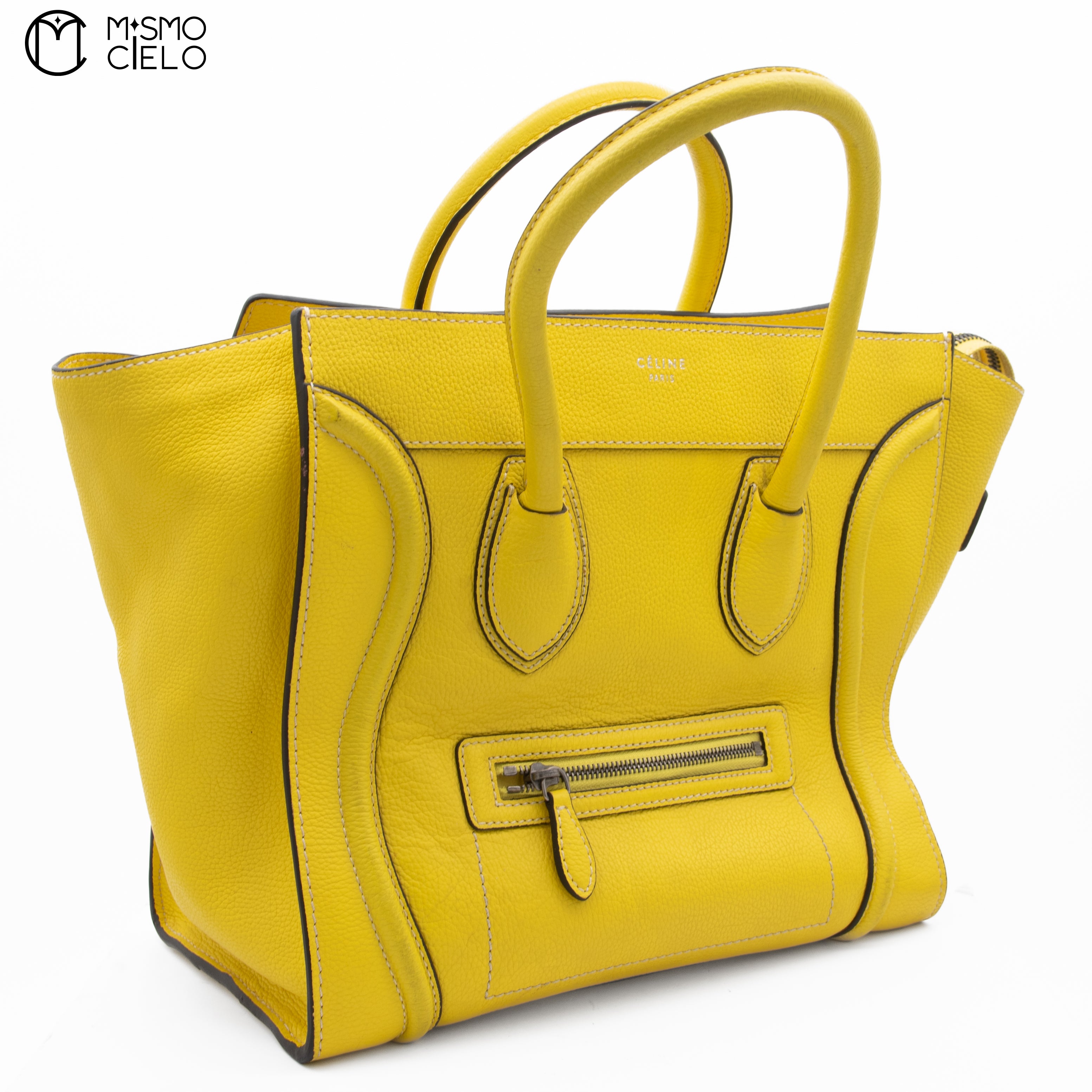 CELINE Yellow Mini Luggage Handbags