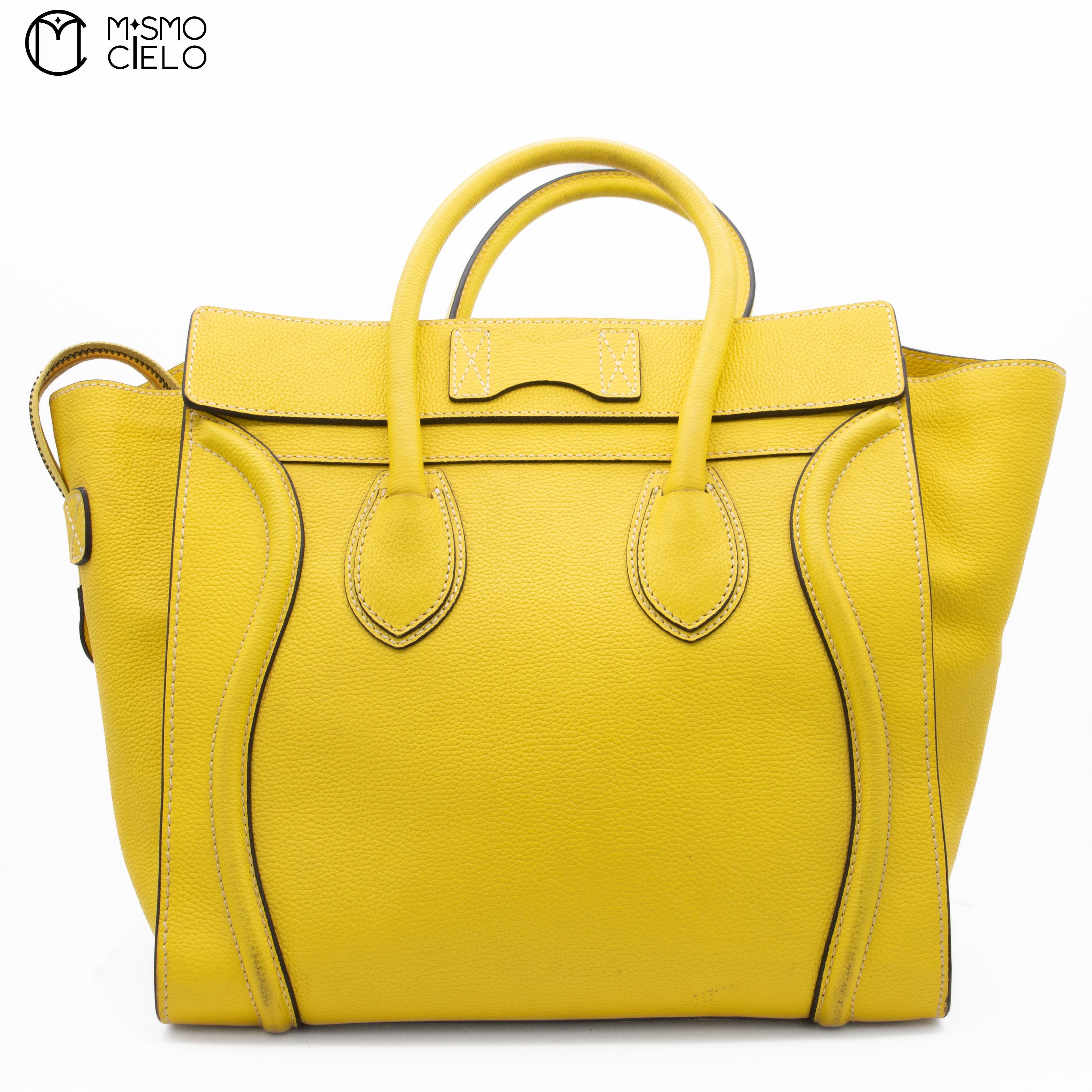 CELINE Yellow Mini Luggage Handbags