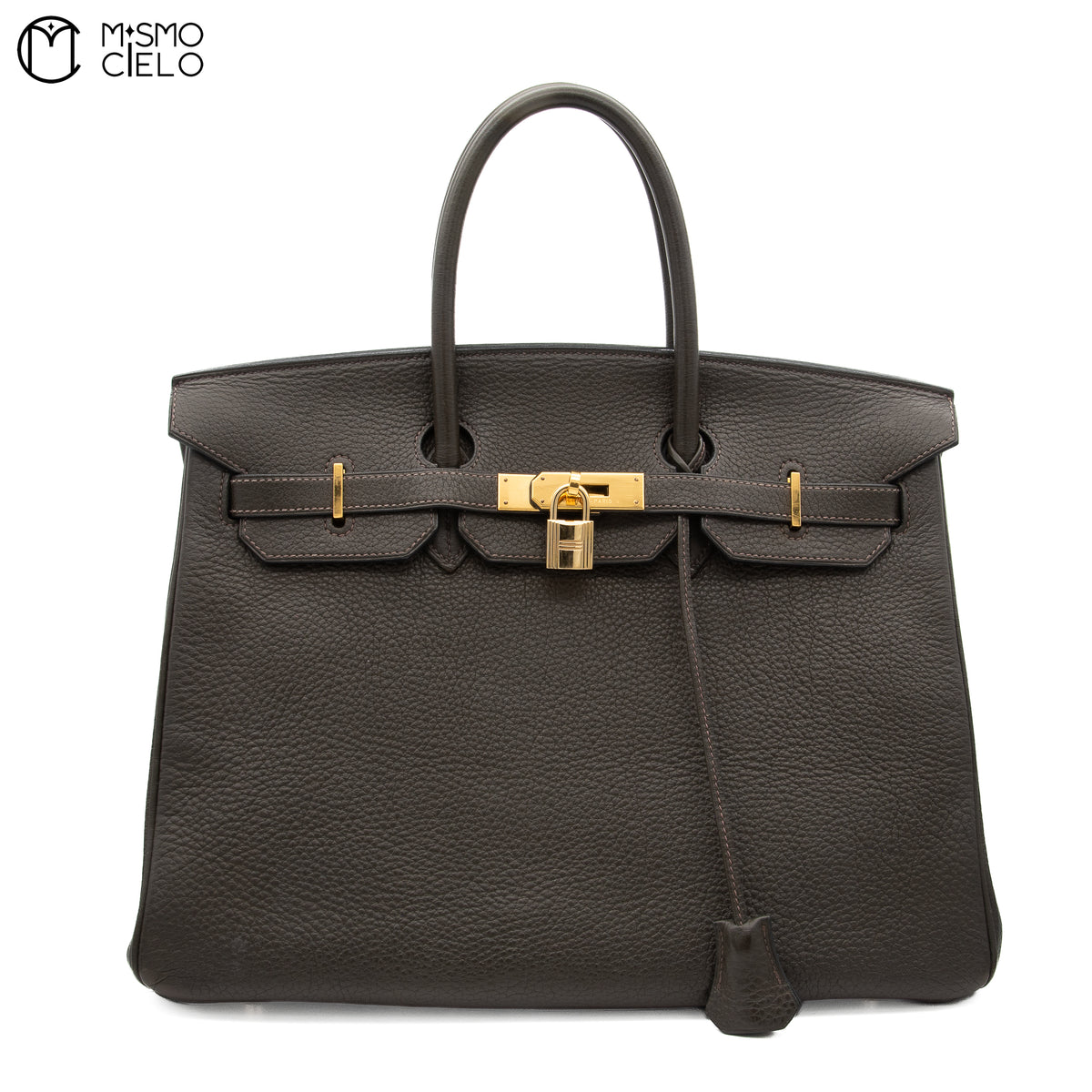 Authenticated Étain Brown Togo Birkin 35 Handbag