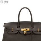 Authenticated Étain Brown Togo Birkin 35 Handbag