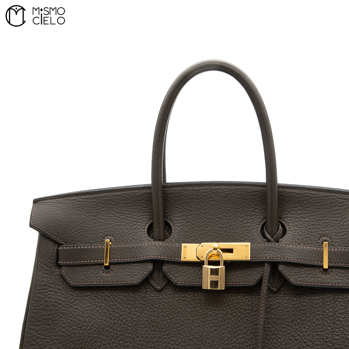 Authenticated Étain Brown Togo Birkin 35 Handbag