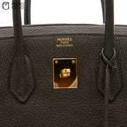 Authenticated Étain Brown Togo Birkin 35 Handbag