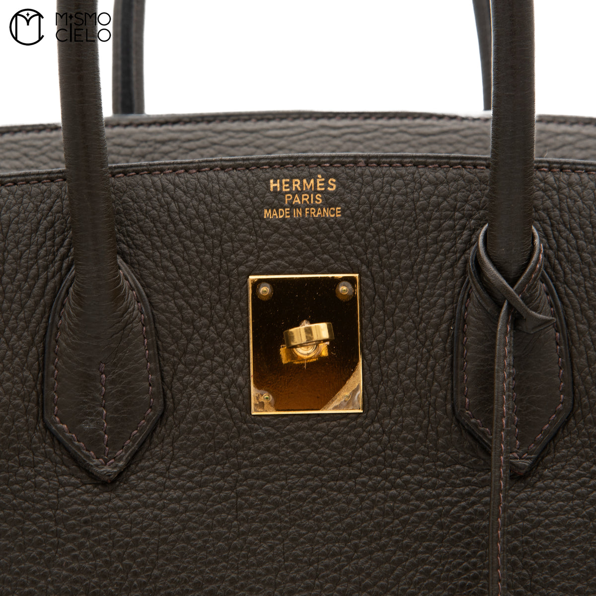 Authenticated Étain Brown Togo Birkin 35 Handbag