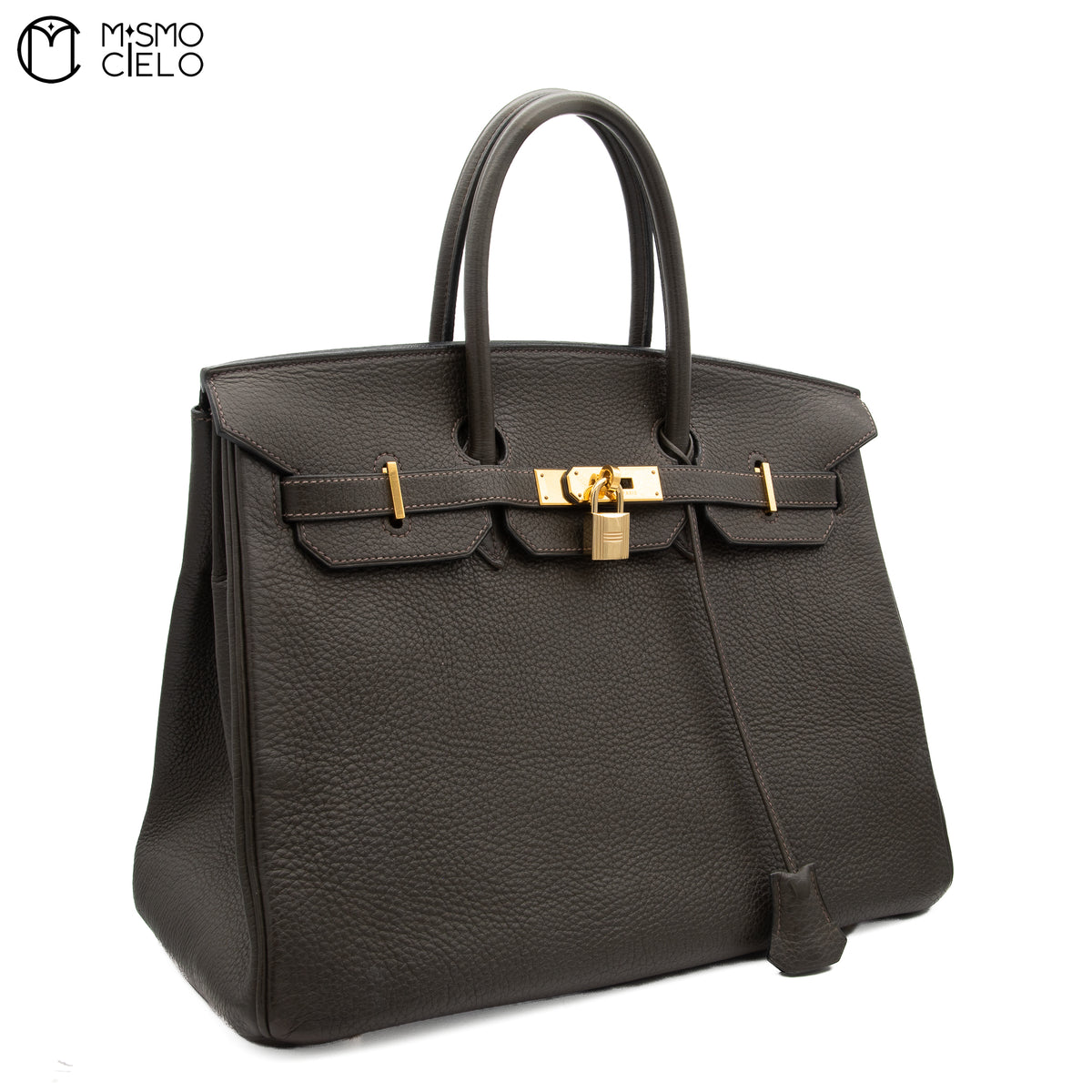 Authenticated Étain Brown Togo Birkin 35 Handbag