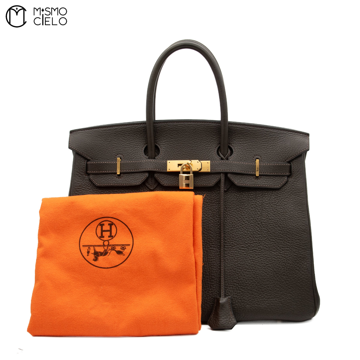 Authenticated Étain Brown Togo Birkin 35 Handbag